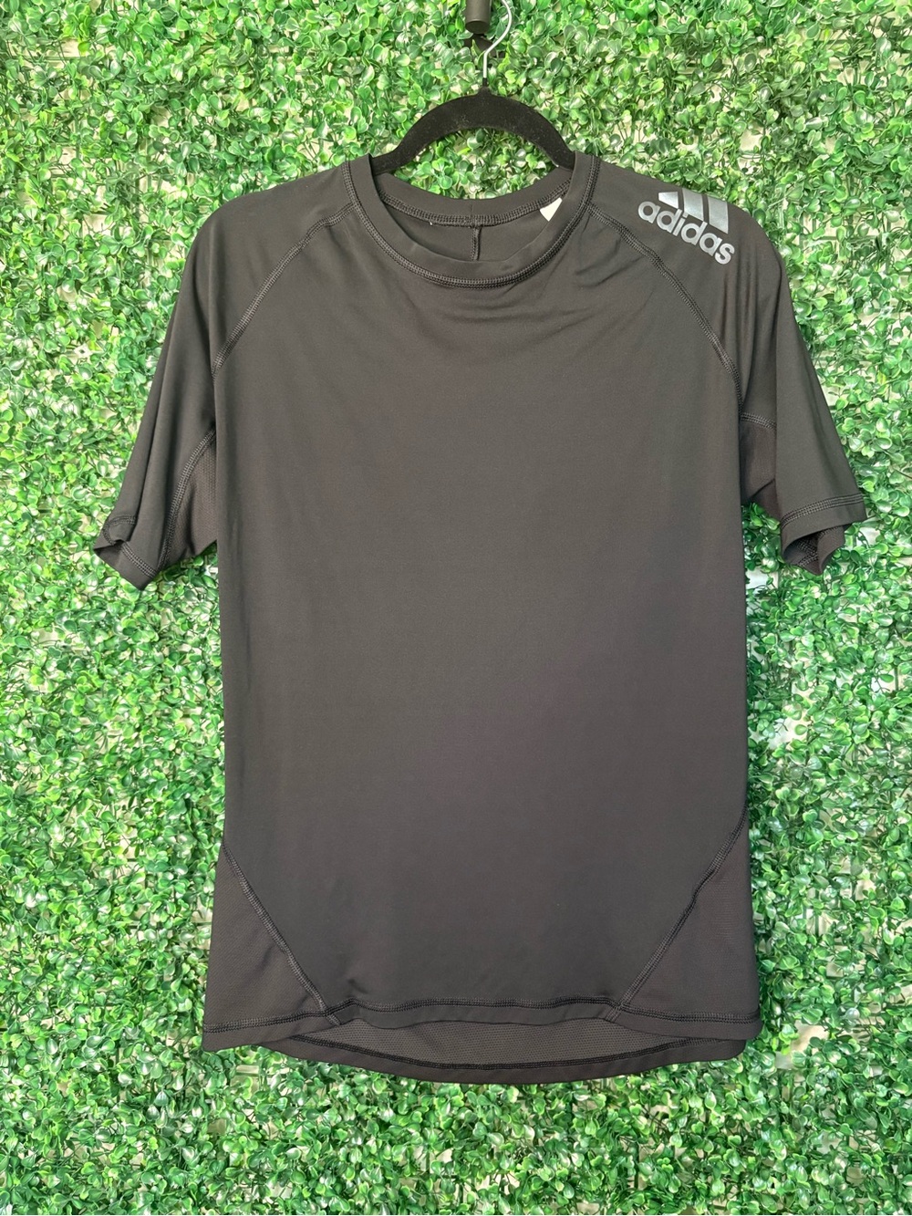 Adidas Alpha Skin  Black Short-Sleeve Athletic Tee with Shoulder Logo